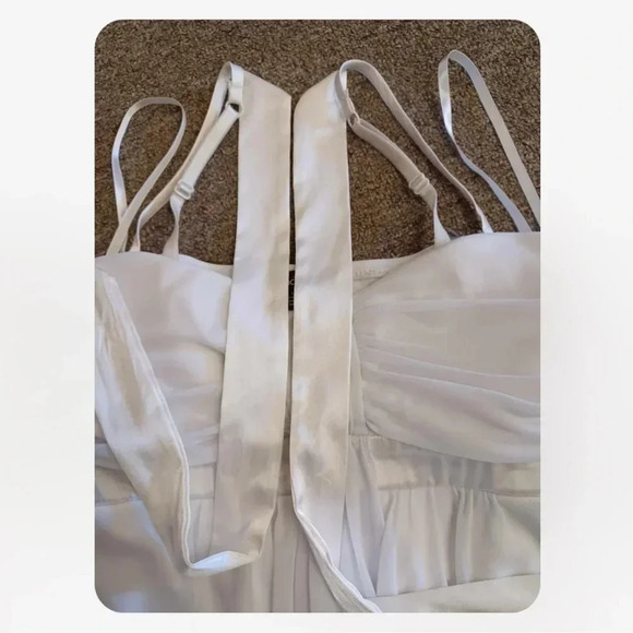 Le Chateau White Spaghetti Strap Lined A  Line Mini Dress Size Large - Picture 7 of 9